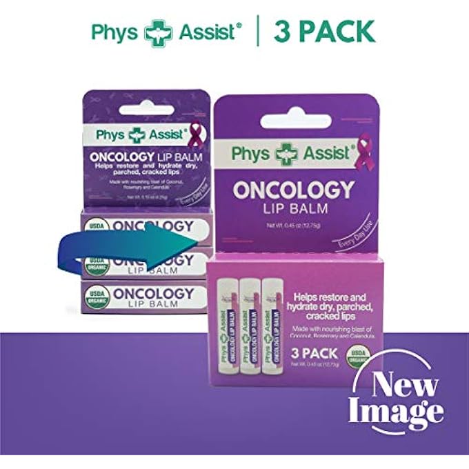PhysAssist ONCOLOGY LIP BALM USDA ORGANIC, HYDRATE DRY, PARCHED LIPS. MOISTURIZING -3 PACK - Image 2